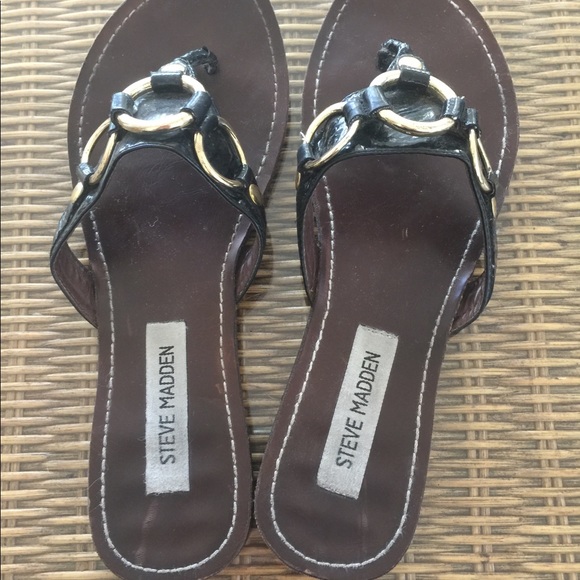 Black leather Slip on sandal Steve Madden Size 7.5 - Picture 3 of 3